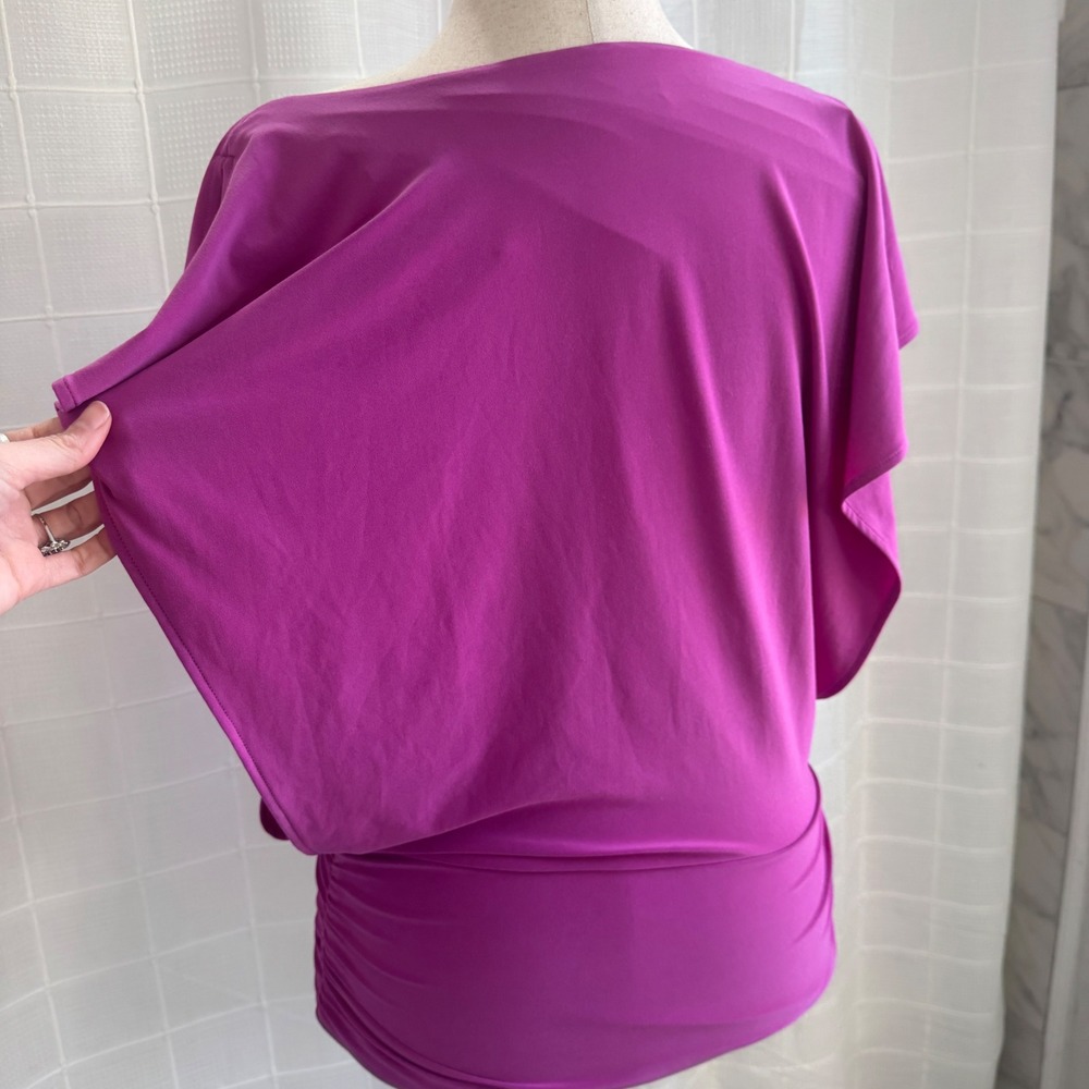 41 Hawthorne Pink Draped Cowl Neck Y2K‎ Style Tunic Blouse Short Split Sleeve - Picture 4 of 10